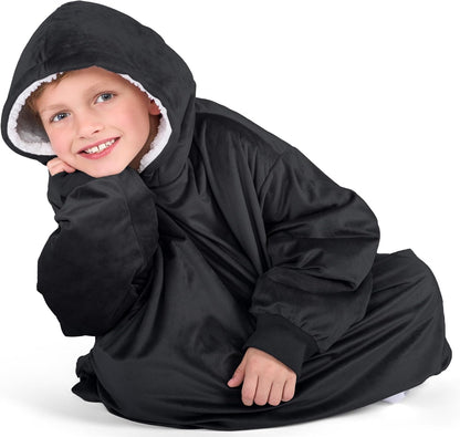 Bare Home Wearable Blanket Hoodie - Soft Plush Sherpa - Warm and Cozy - Oversized Wearable Blanket