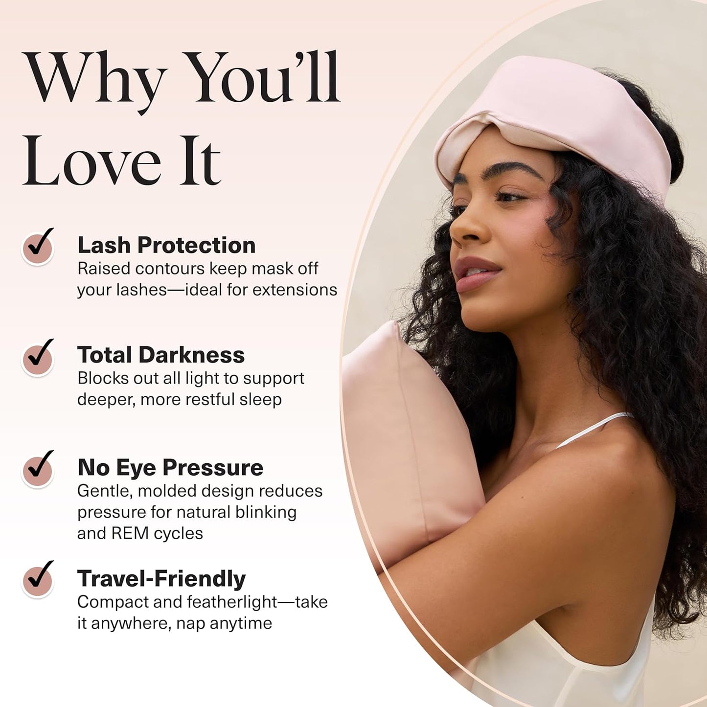 Kitsch Contour Pillow Eye Mask – Softer Than Silk Eye Masks for Sleep, Blindfold Sleep Masks for Women & Men, No Eye Pressure, Lightweight, Eye Care, Travel Essentials - Charcoal