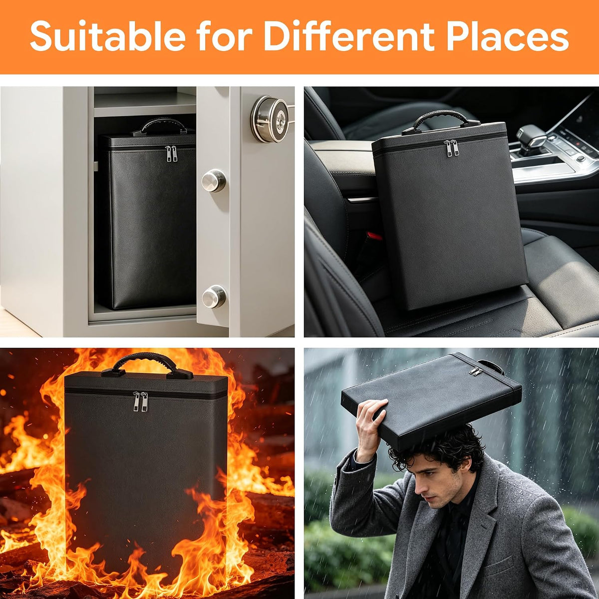 Fireproof Document Bag, Upgrade 6400℉Material Fireproof Money Bag with 2 Pockets, 12 Layer Heat Insulated, Fireproof Envelope Pouch for Important Documents, Files, Cash and A4 paper