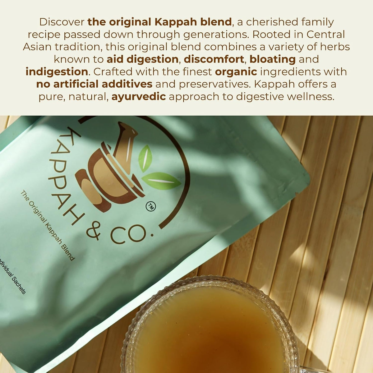 Kappah & Co Organic Fennel Powder Sachets | Herbal Drink | Stomach Ease | 16 Count