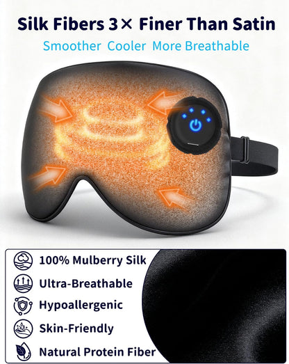 Heated Eye Mask for Dry Eyes, Cordless Rechargeable Warm Compress with 100% Mulberry Silk Cover, 3 Heat Settings, 20-Min Auto-Off, FSA-HSA Eligible Eye Mask for Home, Office & Travel