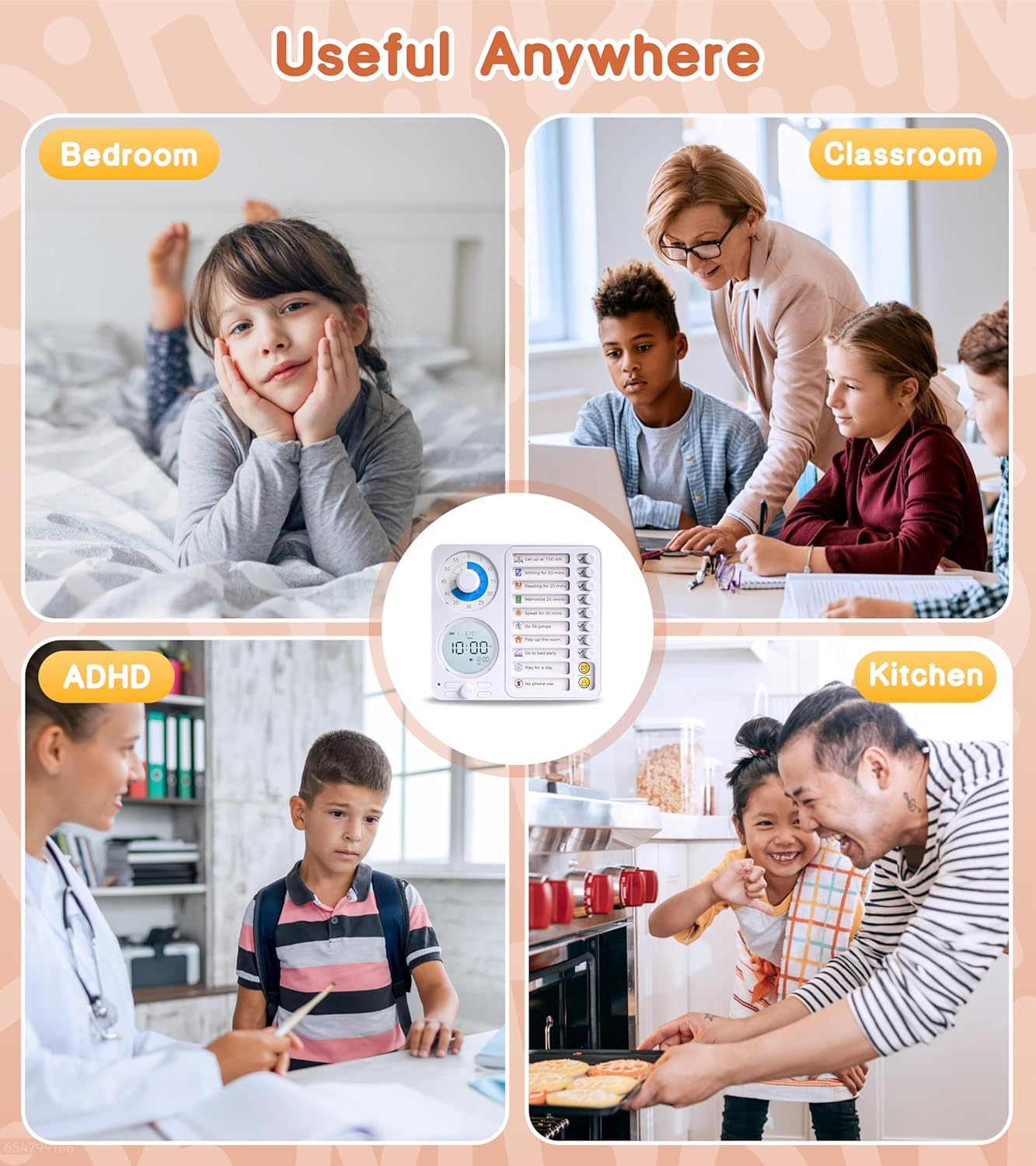 3-in-1 Visual Timer Task Timer with Chore Chart Board, ADHD Tool for Kids Adults Visual Schedule for Kids with Autism, Daily Checklist for Home, School, Classroom, Desk, Chore Chart