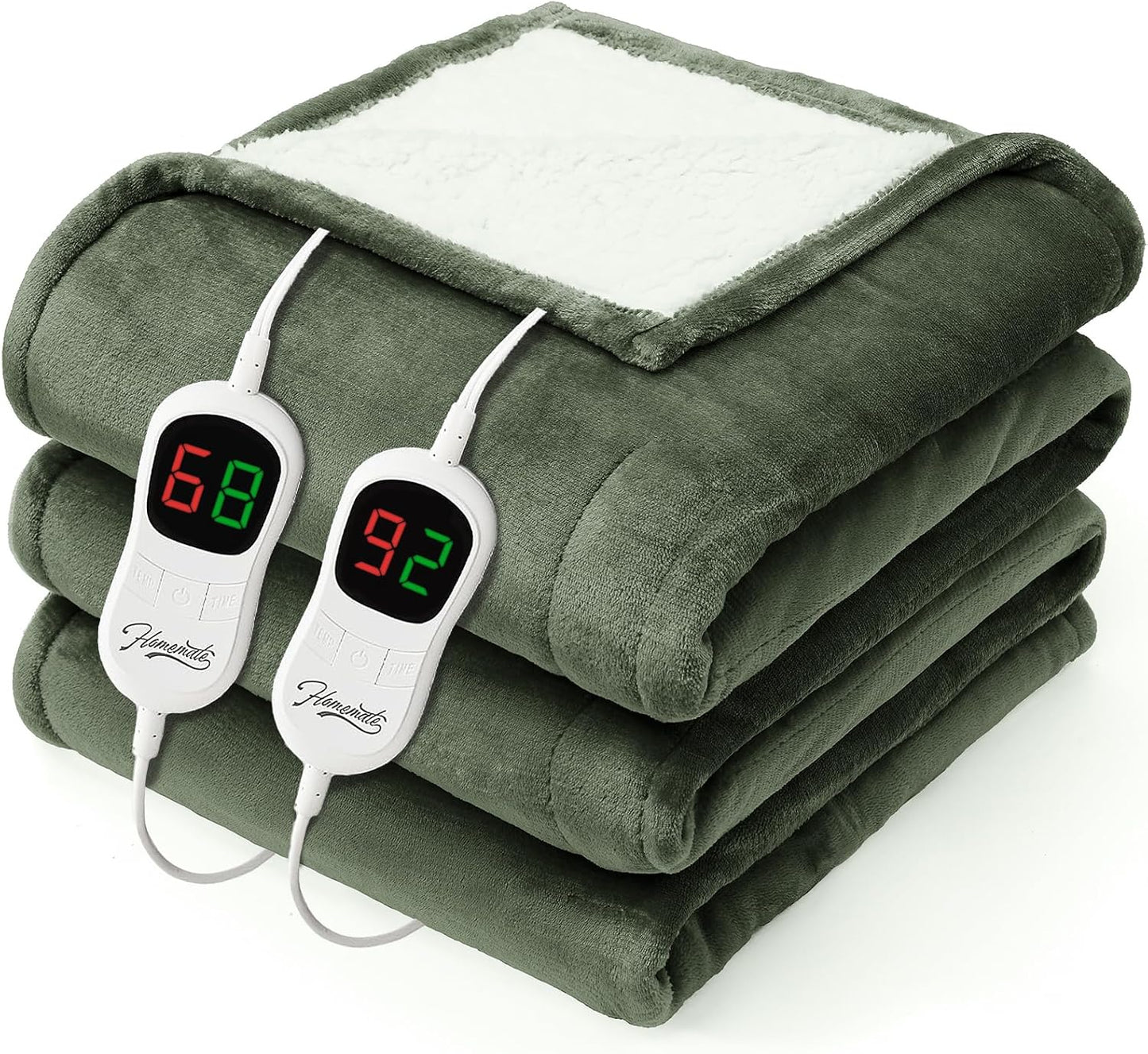 Homemate Electric Heated Blanket Twin - 62"x84" Heating Bed Blankets Throw with 10 Heating Levels 8 Hours Auto Off Fast Heating Over-Heated Protection Ultra Soft Warm Flannel ETL Certified Grey - Colors A