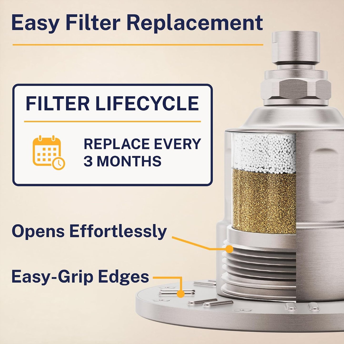 Gillian Metal Filtered Shower Head High Pressure, KDF-55 Removes Chlorine
