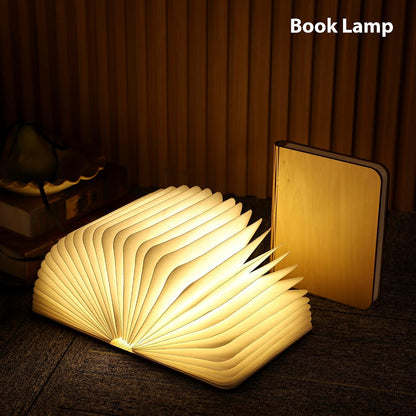 4.7 Inch Wooden Book Lamp, Book Lovers Gifts,Teacher Appreciation Gifts for Women, Folding Book Light, LED Ambient Lighting, Magnetic Mood Lighting for Home&Library Decor (Walnut)