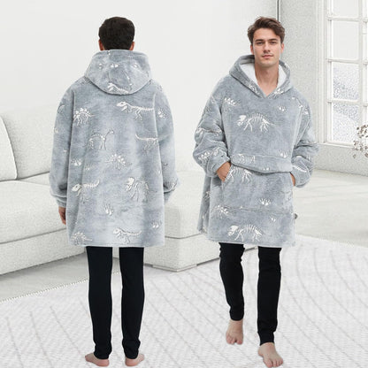 Mewkou Wearable Blanket Hoodie for Adult,Oversized Sherpa Fleece Blanket Hoodie for Women Men,Grey