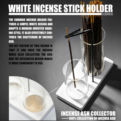2 in 1 Incense Burner Holder for Sticks,Glass Incense Holder with Storage,Upside Down Incense Holder for Sticks with Glass Ash Catcher for Meditation Yoga Spa Room Home Decor[Full Black]