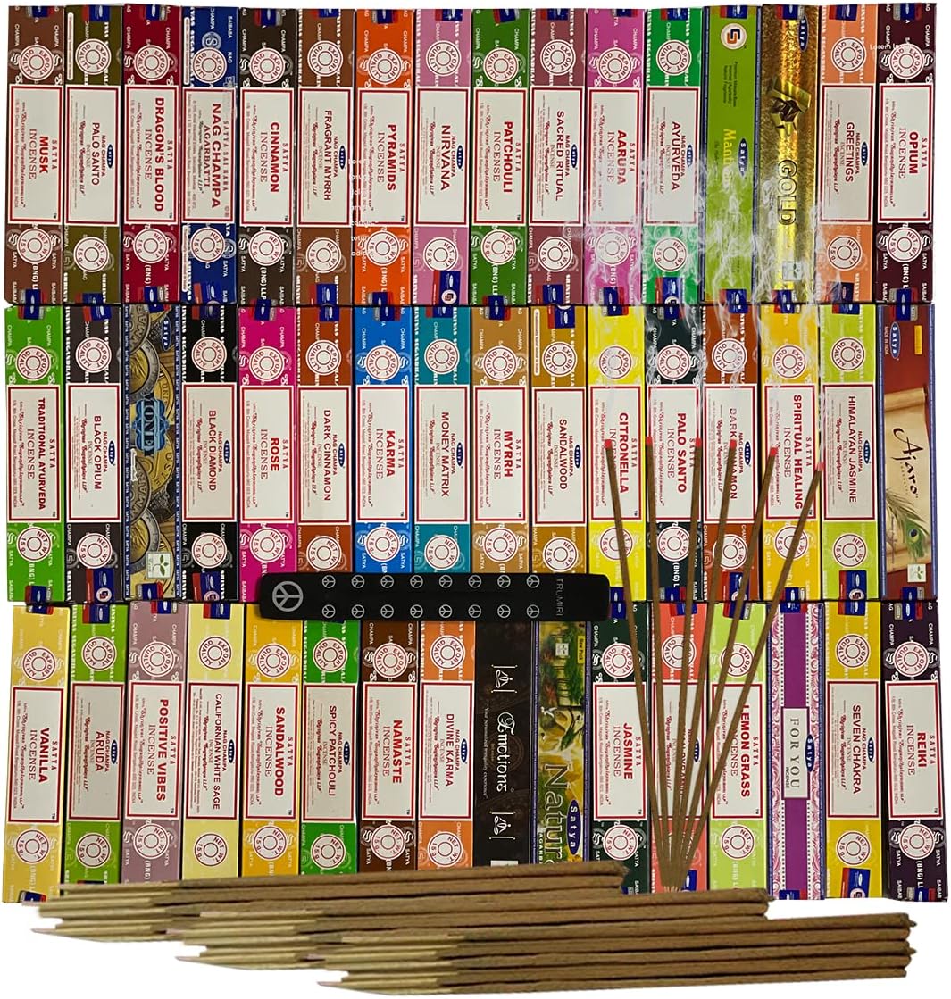 TRUMIRI Incense Stick Holder Bundle with Satya Sai Baba Nagchampa 250g Bulk Incense Sticks Nag Champa Agarbatti - Pack of 1 (Approx 250 Insence-Sticks)
