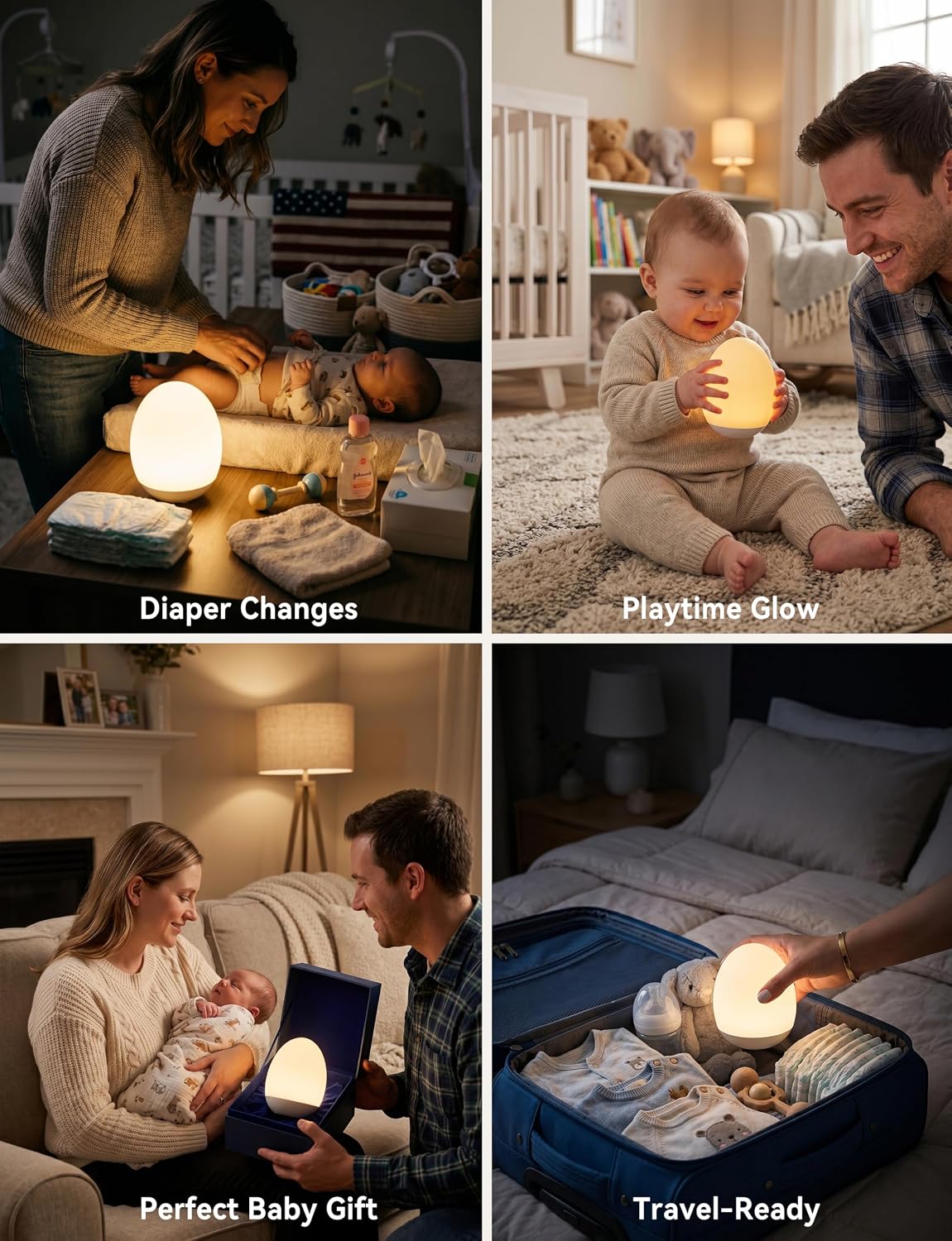 Night Light for Kids,Egg Night Light for Baby Nursery, 3-Level Dimming &30-Min Timer Portable Nursery Night Lamp forBaby Nursery & Kids Bedroom,BPA Free, Eye Caring, Soft