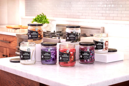 Vanilla Bean Odor Eliminating Highly Fragranced Candle - Eliminates 95% of Pet, Smoke, Food, and Other Smells Quickly - Up to 80 Hour Burn time - 12 Ounce Premium Soy Blend - Colors A