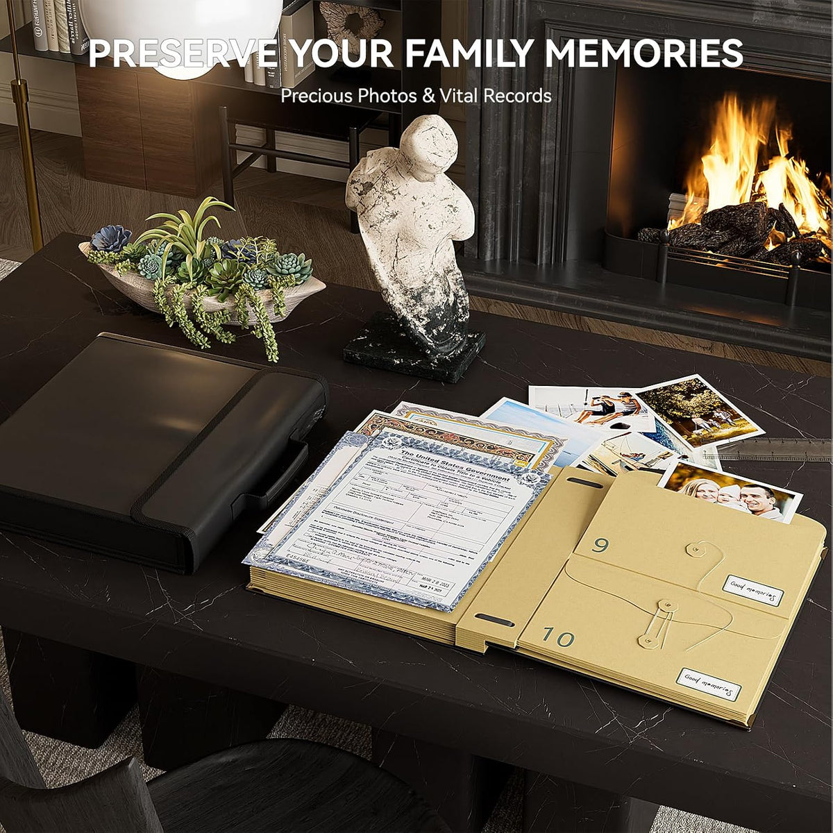 ABC life Important Document Organizer, Black
