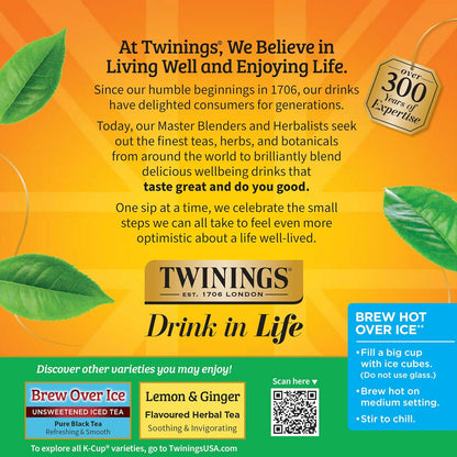 Twinings Pure Peppermint Herbal Tea K-Cup Pods for Keurig, 24 Count (Pack of 1), Made with 100% Pure Peppermint, Naturally Caffeine-Free, Enjoy Hot or Iced