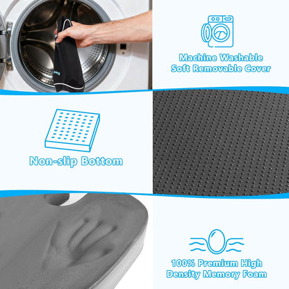 SweetSlubr Ergonomic Memory Foam Seat Cushion & Lumbar Support Pillow Set, Orthopedic Coccyx Cushion for Office Chair, Car, Home – Relieves Back, Sciatica & Tailbone Pain, Improves Posture Black/Large