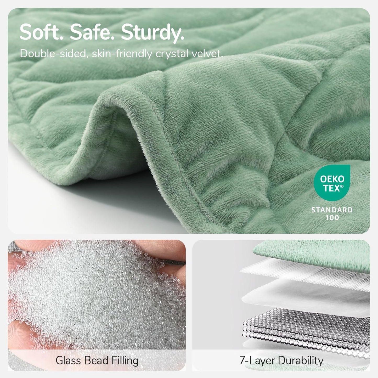 Kaisa Weighted Lap Blanket 7 lbs 41" x 53", Cozy Luxury Crystal Velvet Small Weighted Blanket for Adults, Portable Travel Weighted Blanket for Relaxation, All-Season Blanket, Machine Washable, Green