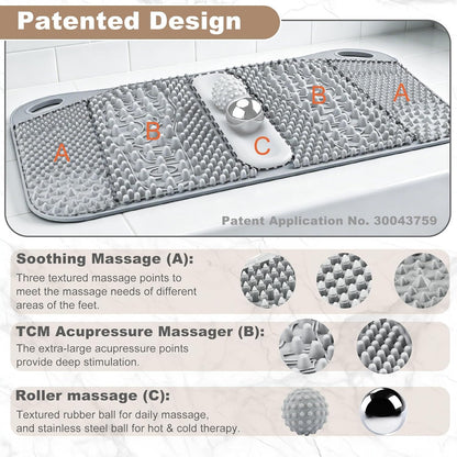 FREATECH Foot Massage Acupressure Mat with Massage Balls for Foot Pain & Plantar Fasciitis Relief, Zoned Reflexology Pressure Point Mat for Sitting & Standing, Safe Food-Grade Silicone, 22'' x 13''
