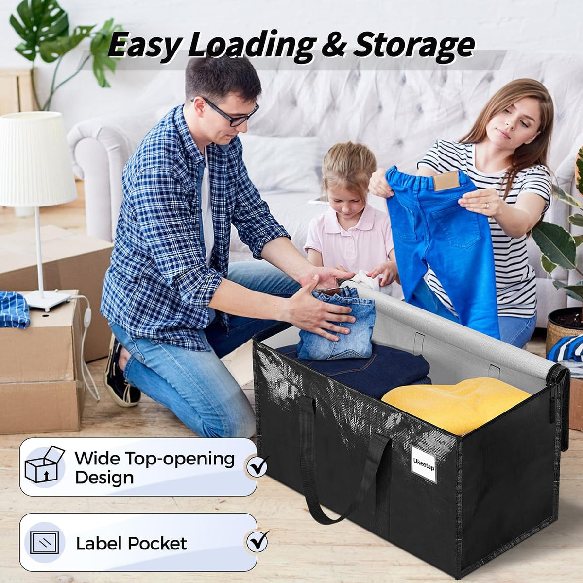 ukeetap Extra Large Clothes Storage Bins with Lids, Clear