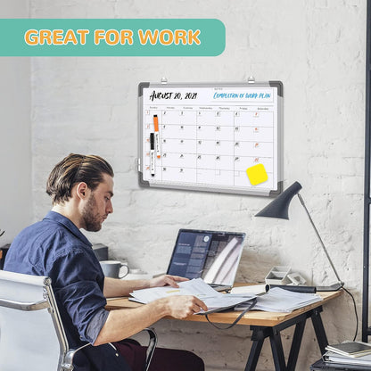 Weekly Calendar Whiteboard for Wall, 16x12 Inches Dry Erase Board, Small Magnetic White Board, Double-Sided Hanging Board for Office School Home Kitchen, Portable Board for Drawing Planning To Do List
