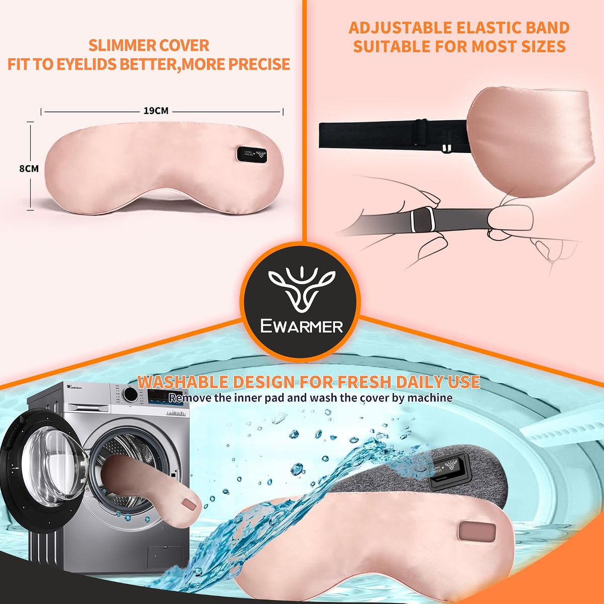 Cordless Heated Eye Mask for Dry Eyes, Precise Heating Fits Eyelids Well, FSA-HSA Eligible,Rechargeable Warm Eye Compress for MGD, Styes Relief,Slimmer Silk Sleep Eye Mask, Washable