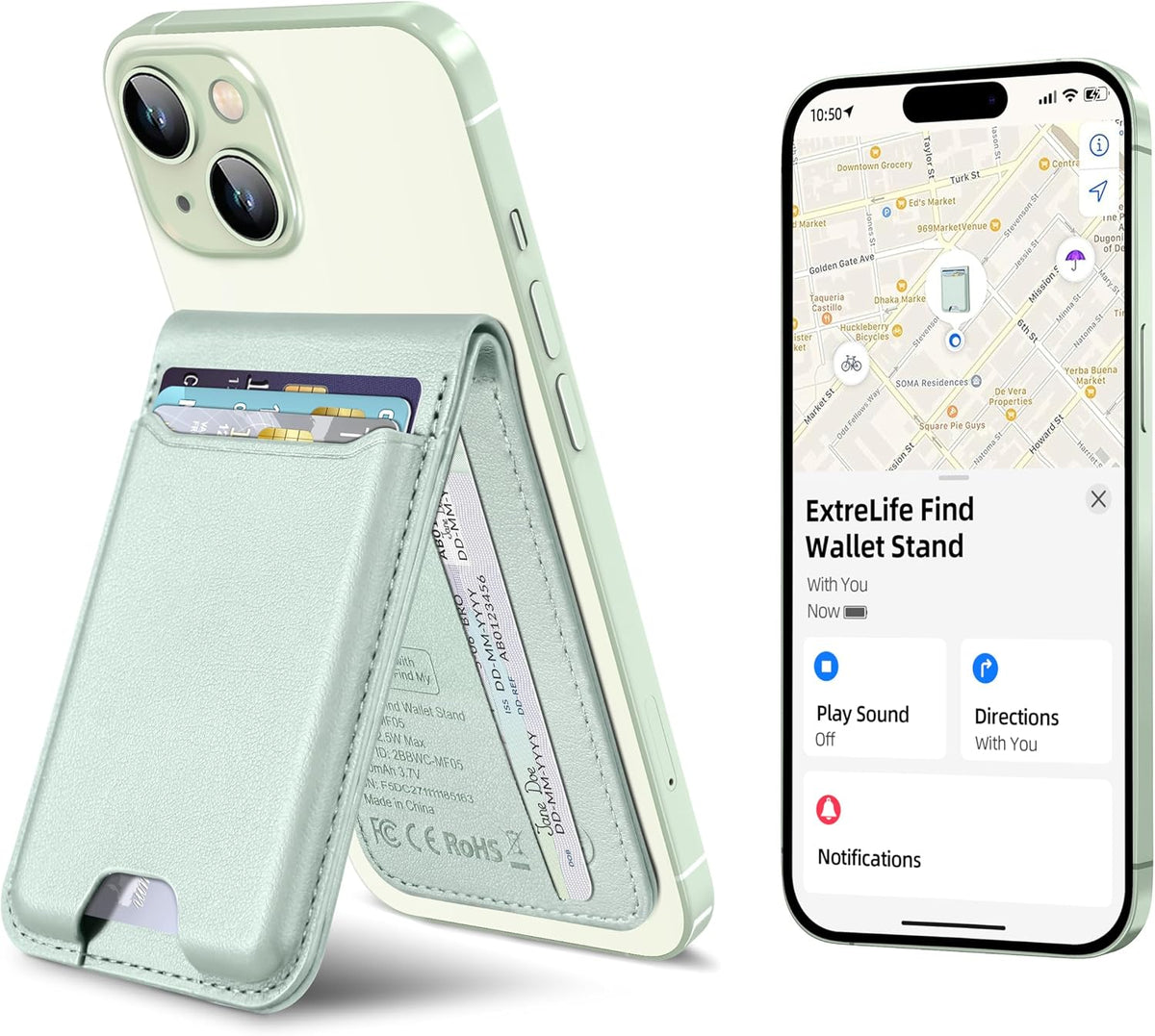 ExtreLife for Magsafe Wallet, Works with Apple Find My, 6 Cards Holder