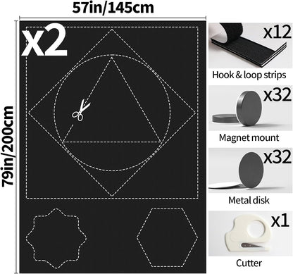 BKSAI 100% Blackout Curtains for Bedroom, Magnetic Portable Blackout Shades for Travel, Black Out Window Cover No Drill Cuttable for Bedroom, Nursery, Media Room, RV, 39x57 inch