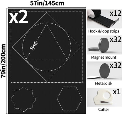 BKSAI 100% Blackout Curtains for Bedroom, Magnetic Portable Blackout Shades for Travel, Black Out Window Cover No Drill Cuttable for Bedroom, Nursery, Media Room, RV, 39x57 inch