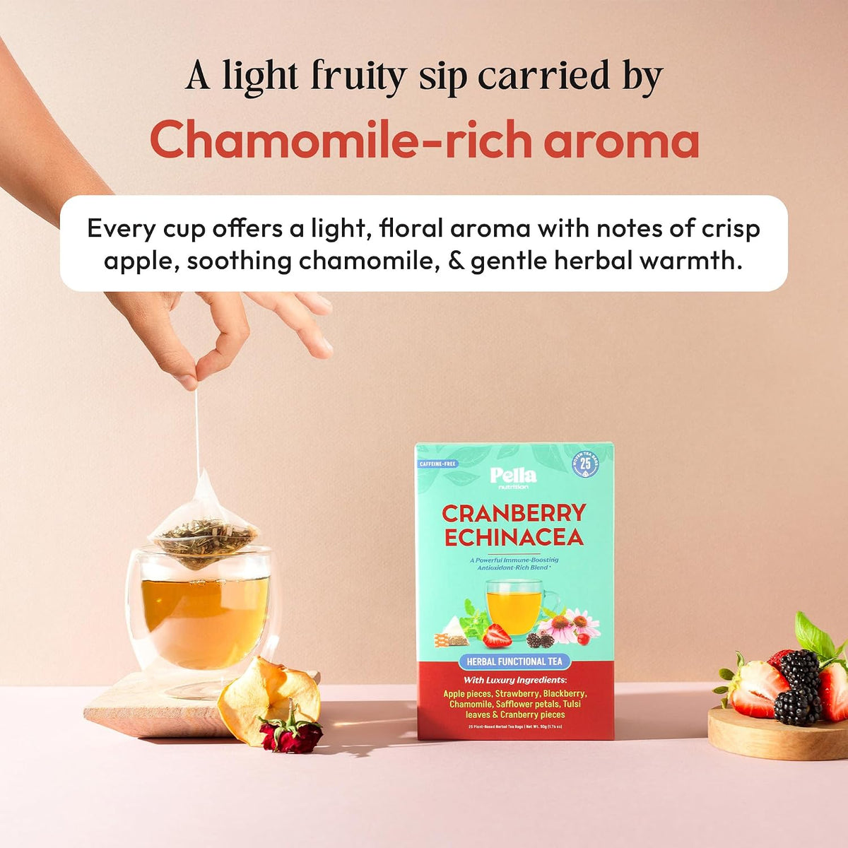 Pella Nutrition Cranberry Echinacea Herbal Functional Tea - 25 Teabags