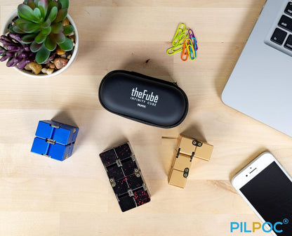 PILPOC theFube Fidget Cube, 6-Sided Stress Relief Infinity Cube for Adults & Kids, Boosts Concentration, Mindfulness Aid, Silent & Audible Modes, Stocking Suffers for Boys, Kids and Adults (Midnight)