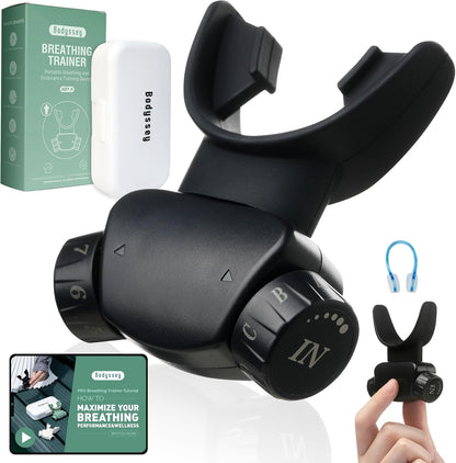 Breathing Trainer | Premium Silicone Trainer | Boost Breathing Patterns | Adjustable Resistance Levels | Compact, Portable, and Easy to Maintain (Black)