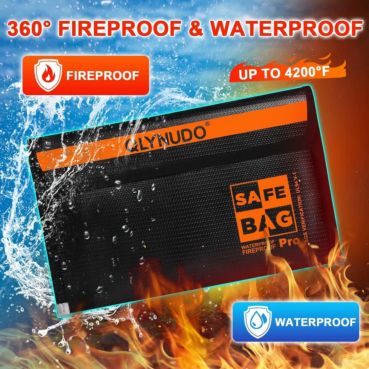 Fireproof Document Bag 2-Pack, Document Bag Fireproof Waterproof Pouch