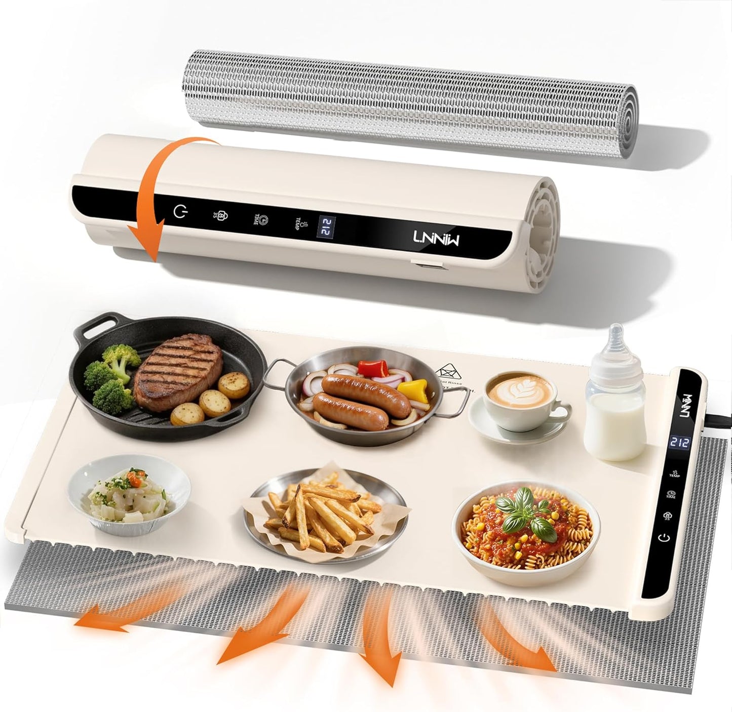 Food Warming Mat with Heat-Resistant Pad, 26X15 Inch, 6 Temperature & 6 Timer Settings, Child Lock Safety,Food Warmer Chafing Dishes for Buffet,Gatherings,Parties,Everyday Use