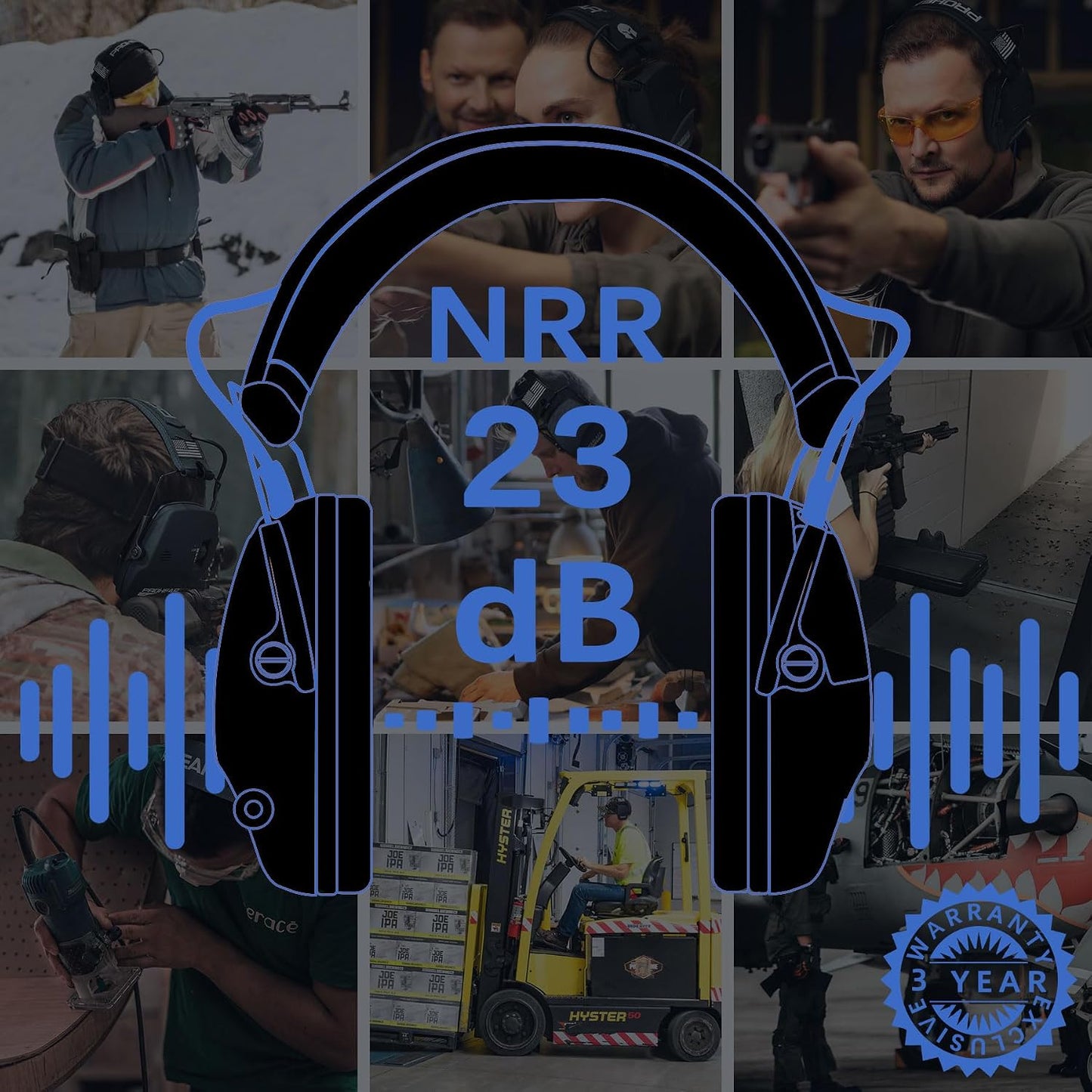 PROHEAR Electronic Ear Protection for Shooting with 4X Sound Amplification, Gun Range Hearing Protection Muffs, NRR 23dB Noise Reduction Headphones for Hunting, Green