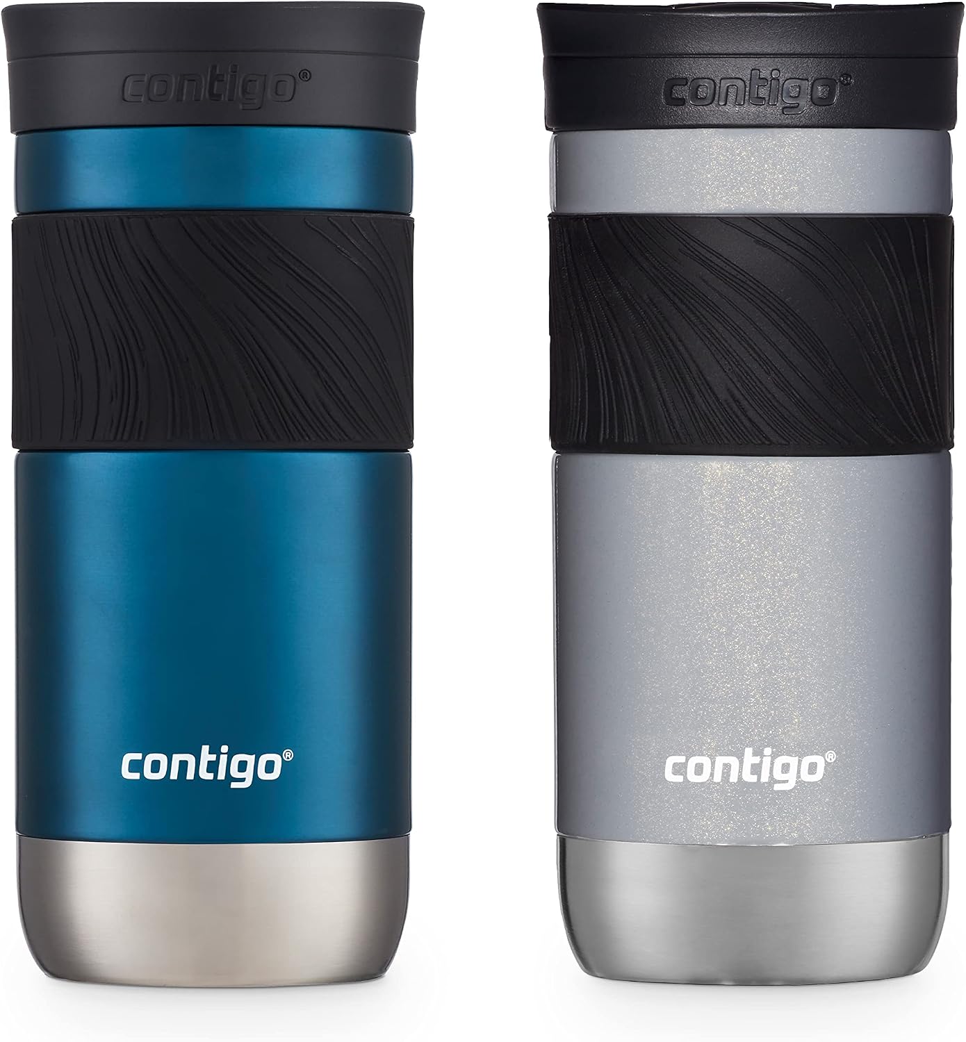 Contigo SNAPSEAL Insulated Stainless Steel Travel Mug with Grip 20oz. Blue Corn Transparent Satin & Midnight Berry
