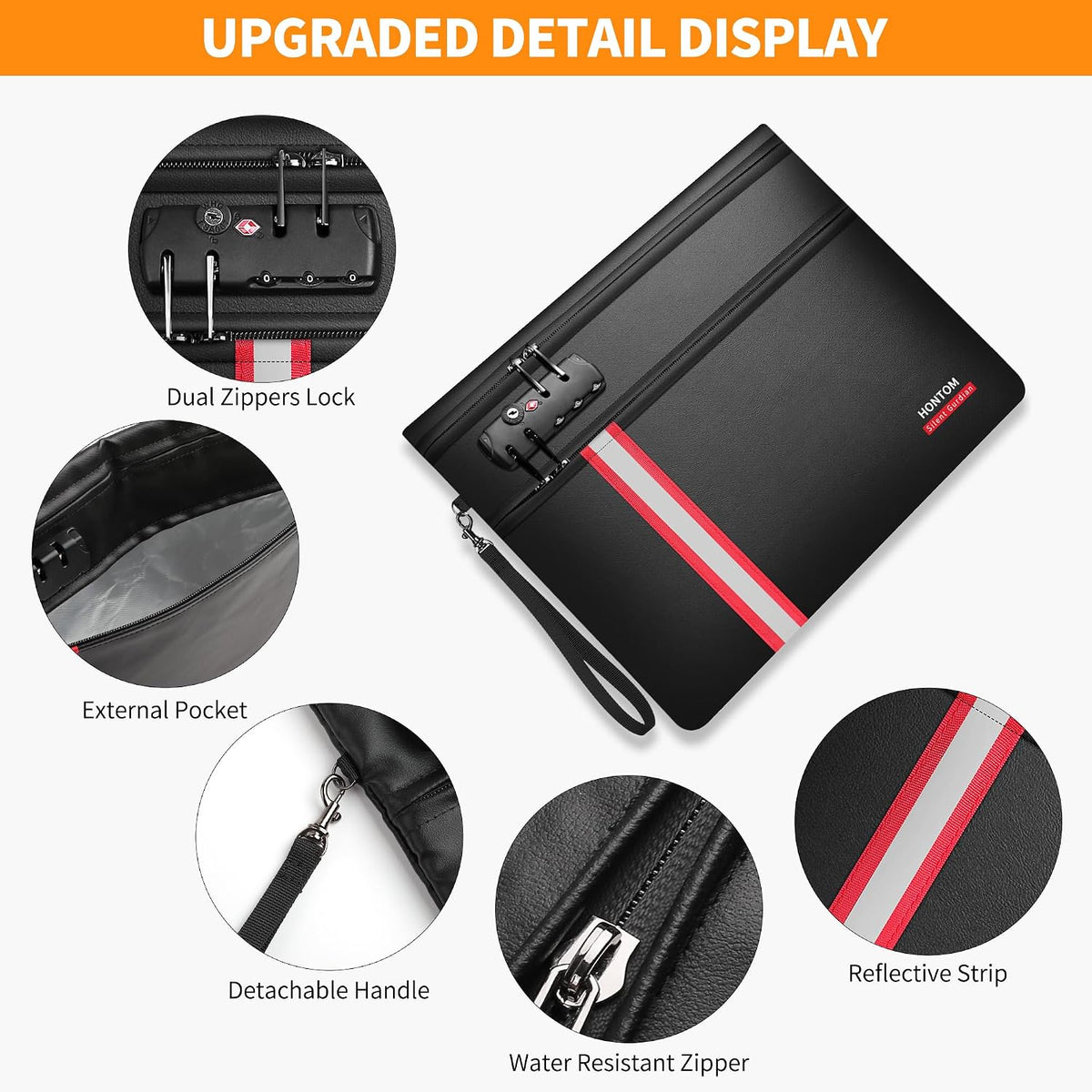 HONTOM 6400℉ Fireproof Document Bag with Lock 12-Layer Upgraded Material