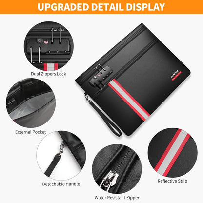 HONTOM 6400℉ Fireproof Document Bag with Lock 12-Layer Upgraded Material