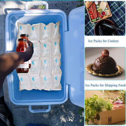 Reusable Ice Packs for Shipping & Coolers Dry Ice for Shipping Frozen Food Cold Pack for Lunch Bags, Long Lasting Cold Ice Pack Sheets for Transport Food (10 Sheets x 16 Cells)