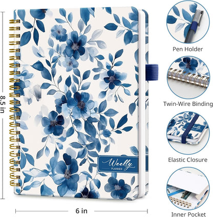 Taja Undated Weekly Planner, Weekly To Do List Notebook with Goal & Habit Tracker Organizer, A5 Weekly Planner Notebook with Spiral Binding, 6.1" x 8.2" - Green