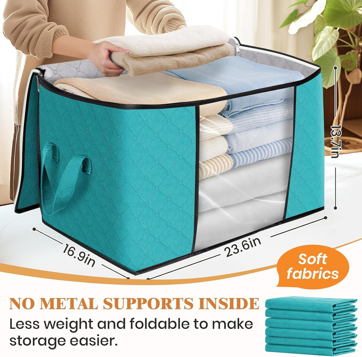 Fab totes Storage Bags for Clothes Blanket Storage Bins with Lids