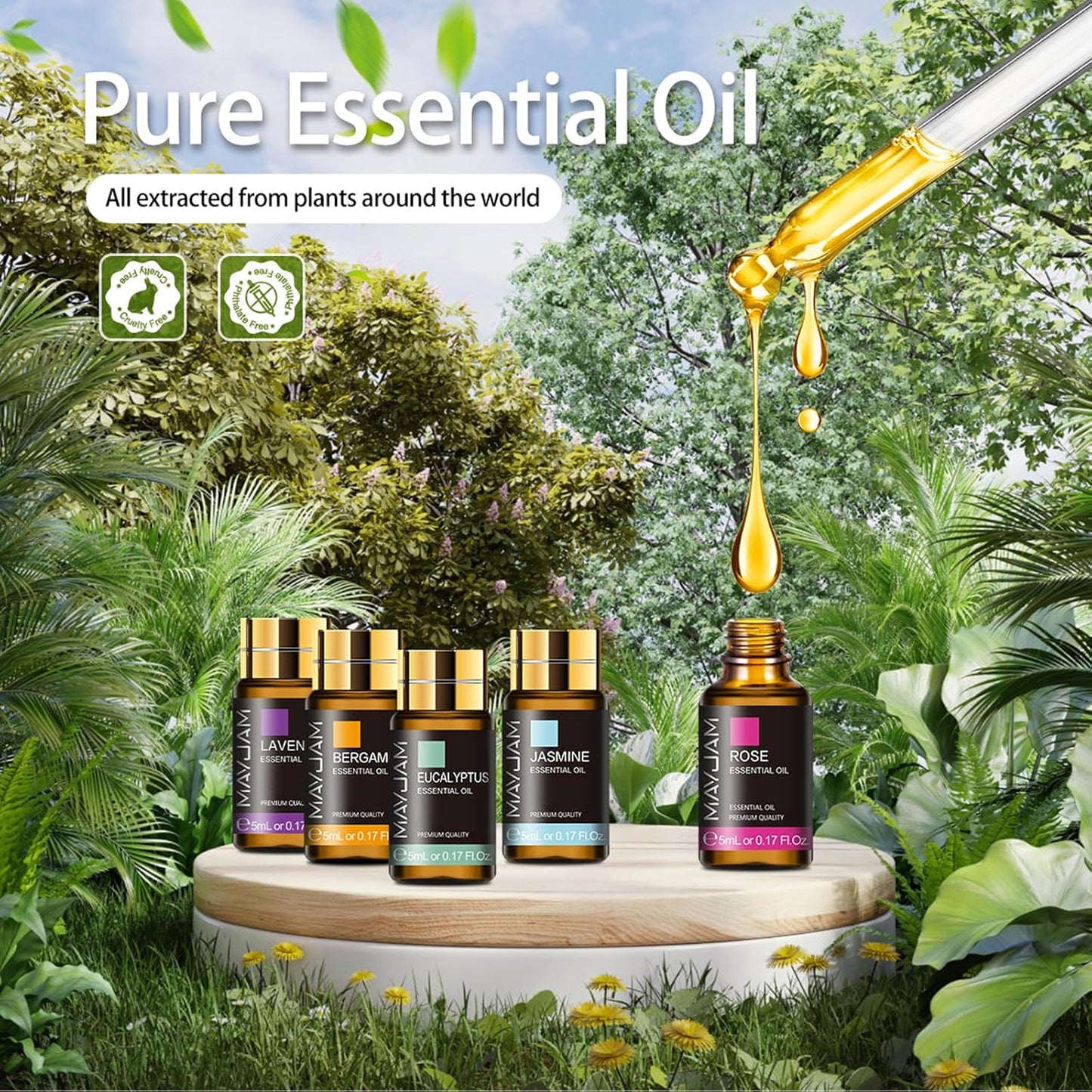 MAYJAM 35x5ML Essential Oil Gift Set, Pure Essential Oils for Diffusers Massage, Fragrance Oil Scented Oil for DIY Soap Candle Making