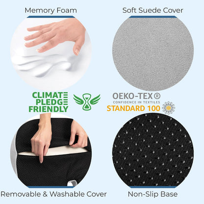 5 STARS UNITED Seat Cushion - Memory Foam Chair Cushion for Tailbone Pain Relief - Ergonomic Support for Coccyx, Sciatica & Butt - Office, Desk & Gaming Chair, Car Seat, Wheelchair, Black Suede