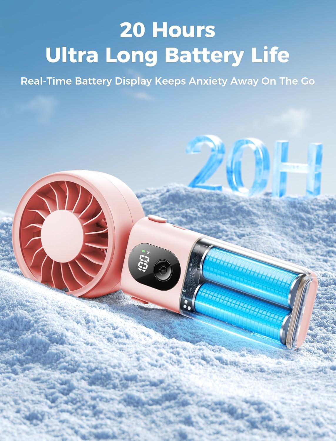 Aecooly Mighty Portable Handheld Fan | 20H Max Cooling | 3 Flexible Modes