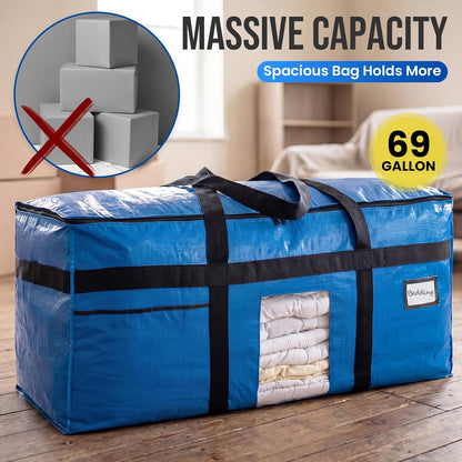 TAILI 69 Gallon Extra Large Storage Bags with Visible Window,Blue