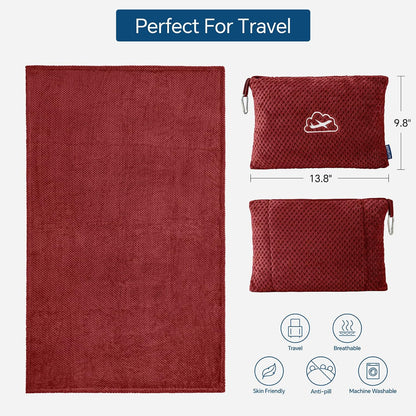 BEDELITE Travel Blanket with Bag, Jacquard Fleece Blanket 65"x40", Blue