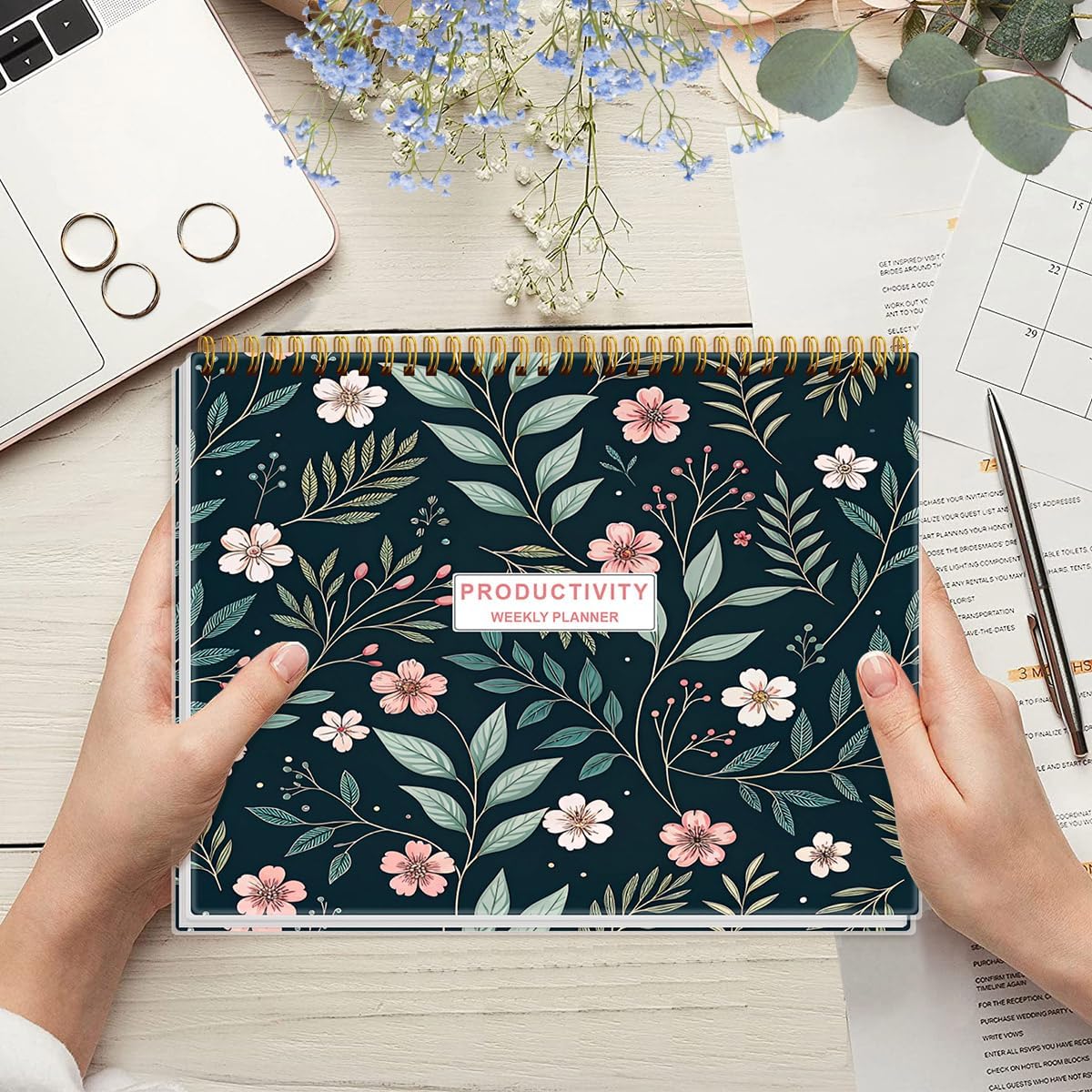 Weekly Productivity Planner - 8.5" x 11" Dashboard Desk Notepad Has 6 Focus Areas to List Tasks for Goals, Projects, Clients, Academic or Meal-Organize Your Daily Work Efficiently, 54 Weeks, Green