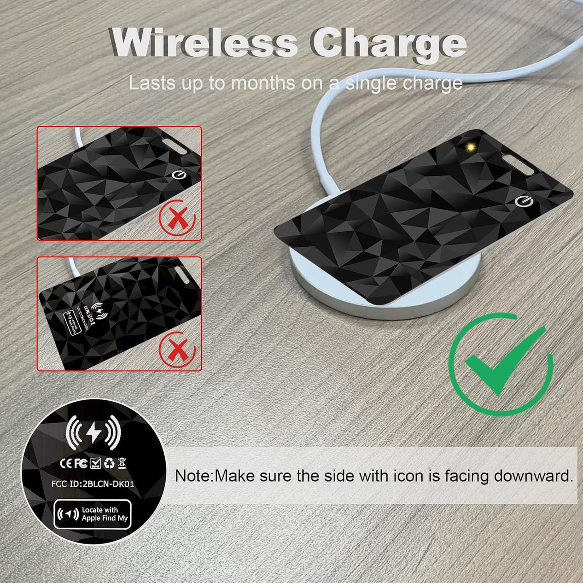 Wallet Tracker Card, Slim Rechargeable Bluetooth Item Locator, Smart Finder Compatible with Apple Find My for Wallet, Luggage, Passport, IP68 Waterproof (iOS Only) (Carbon Fiber Black)