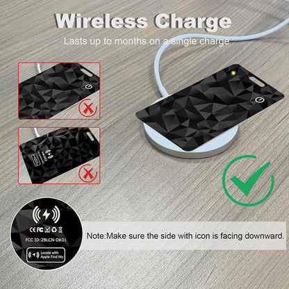 Wallet Tracker Card, Slim Rechargeable Bluetooth Item Locator, Smart Finder Compatible with Apple Find My for Wallet, Luggage, Passport, IP68 Waterproof (iOS Only) (Carbon Fiber Black)