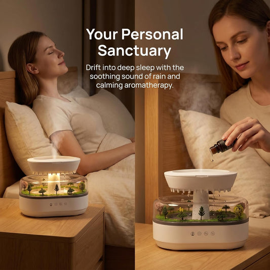 Raindrop 250ML Essential Oil Diffuser Aromatherapy Humidifier - Large Opening Tank, Natural White Noise, Colorful Lights, Fine Atomization, Quiet Operation for Bedroom/Living Room/Office