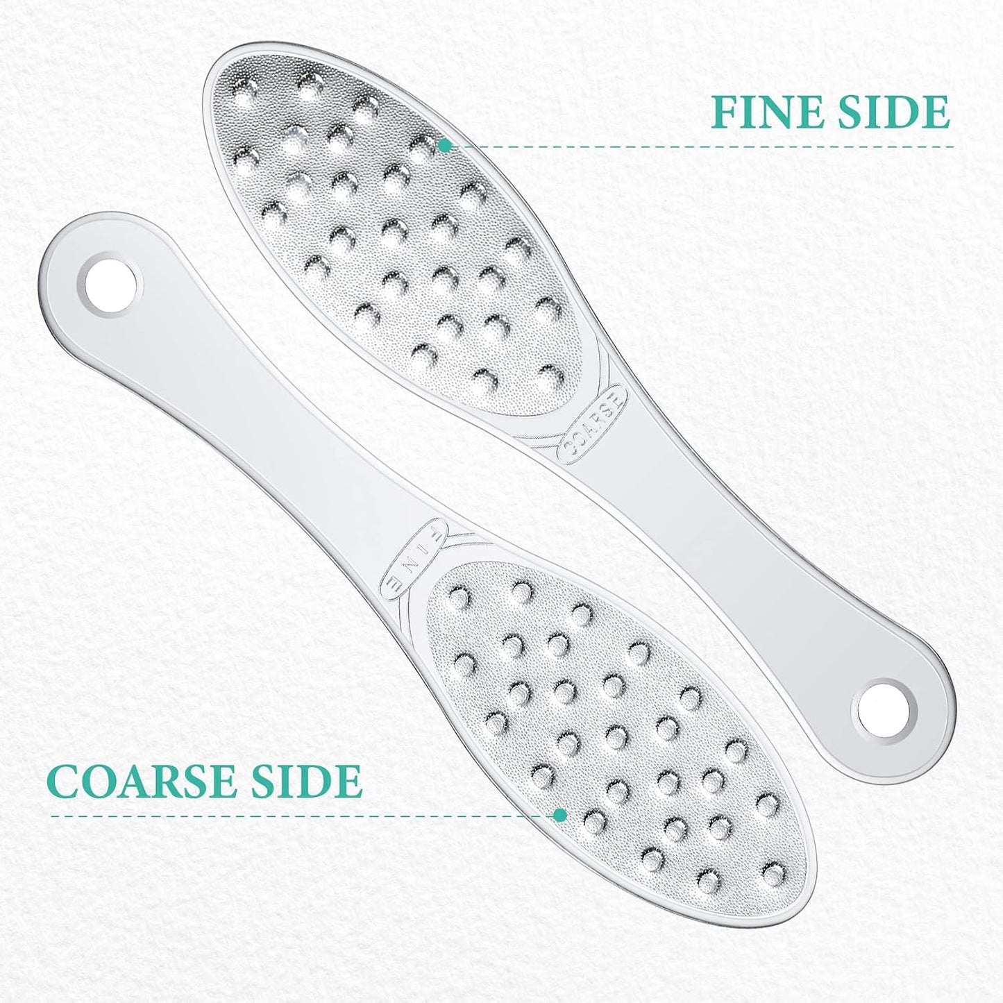 2 Pcs Stainless Steel Foot File Callus Remover Double Sided Metal Foot Scraper Rasp Scrubber for Wet or Dry Skin Professional Pedicure Tool for Hard Skin Cracked Heels Feet (Classic Style)