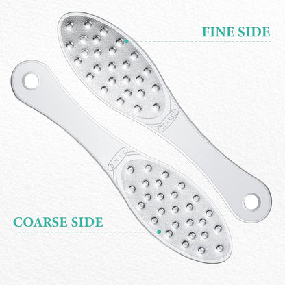 2 Pcs Stainless Steel Foot File Callus Remover Double Sided Metal Foot Scraper Rasp Scrubber for Wet or Dry Skin Professional Pedicure Tool for Hard Skin Cracked Heels Feet (Classic Style)