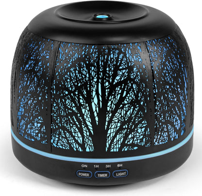 ARVIDSSON Essential Oil Diffuser 500ml, Aromatherapy Diffuser for Home, Ultrasonic Diffusers for Essential Oils, Metal Oil Diffuser with 7 Color LED Lights, Mist Timer and Auto Shut-Off Function