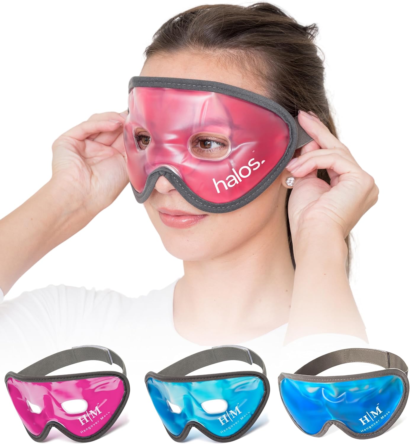 Cooling Eye Mask - Reusable Gel Eye Mask Cold Pack - Our Ice Eye Mask Soothes Puffy Eyes & Dark Circles - Relieve Your Headaches & Sinus Pain with Cold Eye Mask & Eye Gel Mask Therapy - Halos